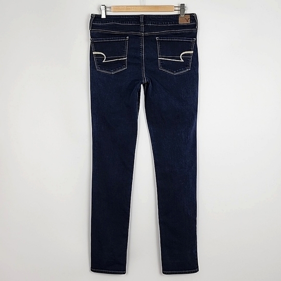 American Eagle Outfitters Women's Dark Wash Blue Skinny Jeans Stretch Sz 10 Long - Picture 2 of 15